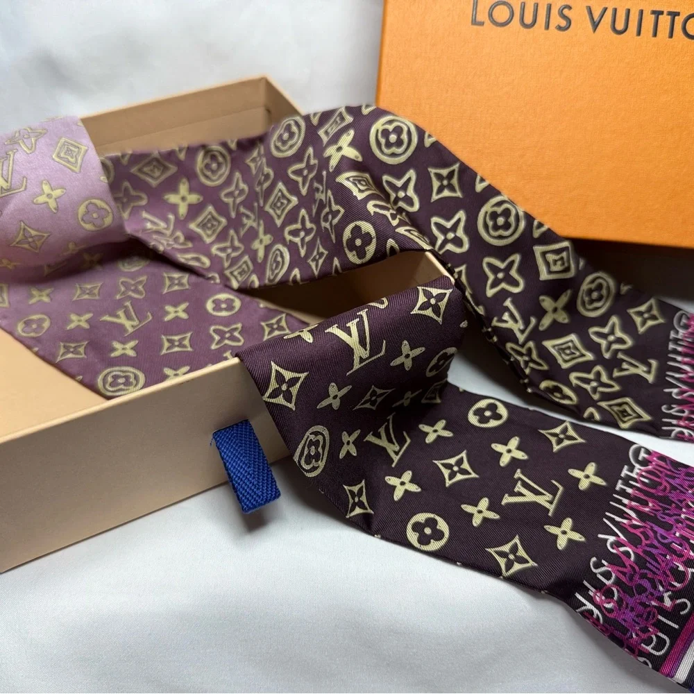 Louis Vuitton Purple Gradient Fade Silk Scarf “Twilly” - Picture 2 of 5
